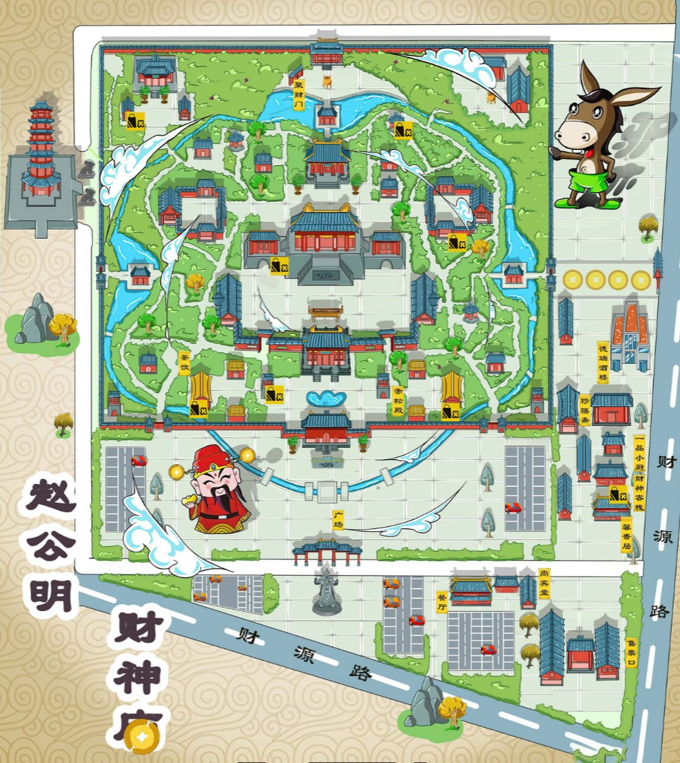 虎门镇寺庙类手绘地图